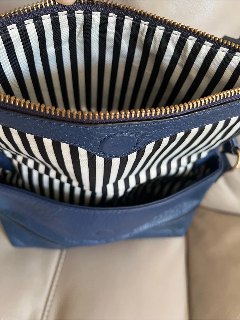 Kate Spade New York Avenue Blue Leather Cross Body Bag with Tassel